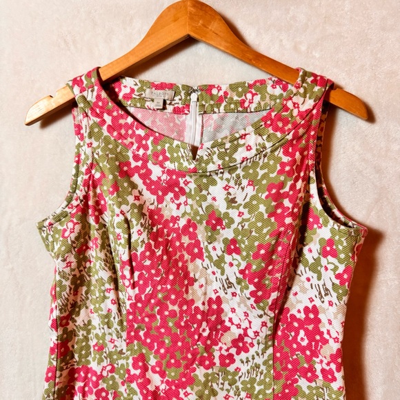 Talbots Petites Pink Green White Floral Dress Size 8P - Picture 8 of 10